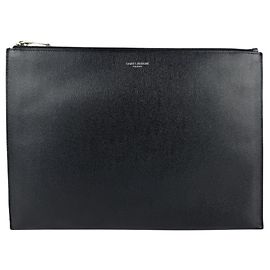 Pochette en cuir noir Saint Laurent Noir