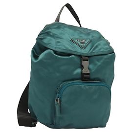 Zaino PRADA Satin Blu Auth yk19071 Blu