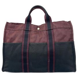 Tote de algodón vintage Hermès púrpura negro Púrpura