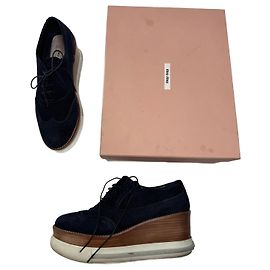 Vintage Miu Miu Suede Sneaker Navy Brown EU40 Navy blue