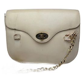 Céline Sac en cuir beige vintage Celine Paris Blanc