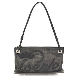 Mini Schultertasche aus grauem Denim und Leder von Loewe Braun