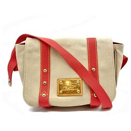 Bolsa de Ombro Louis Vuitton Antigua Besas PM Vermelho Bege