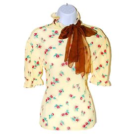 Blusa de Seda Amarela Miu Miu Multicor Amarelo