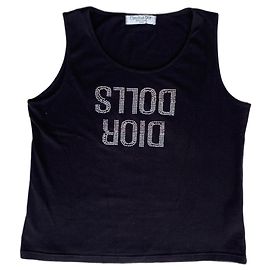 Top con logo bling abbellito con strass Christian Dior Boutique Nero
