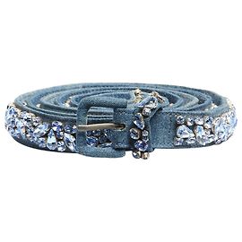 Ermanno Scervino Cinto de denim azul com joias envolventes Azul