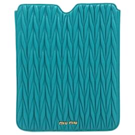 Miu Miu Blue Matelass√© leather tablet case Blue
