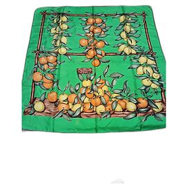 Sciarpa di seta Hermès Lemon & Orange 1962 verde Verde