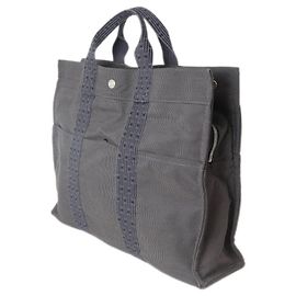 Hermès Tote MM Gray Air Line Brown