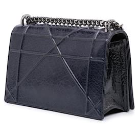 Dior-Dior Blue Medium Crackled Deerskin Diorama Flap-Blue,Navy blue