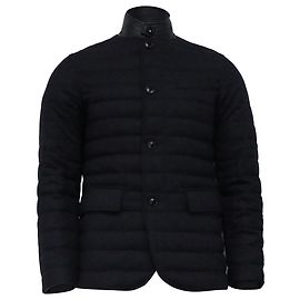 Ermenegildo Zegna Quilted Buttoned Jacket in Black Wool Black
