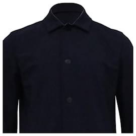 Ermenegildo Zegna- Ermenegildo Zegna Buttoned Overshirt Jacket in Navy Blue Wool-Blue,Navy blue