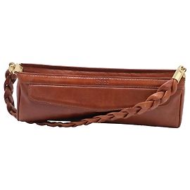 Bolsa de ombro com alça trançada Chloé em couro marrom Marrom Vermelho