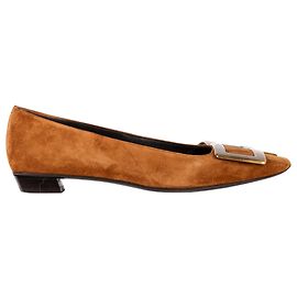 Roger Vivier Belle Vivier Sapatilhas com Fivela em Camurça Marrom Marrom