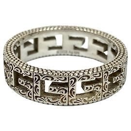 Anel de prata esterlina Arabesque G quadrada GUCCI Prata