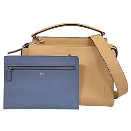 Bolsa de Ombro em Couro Dotcom da Fendi Bege