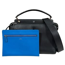 Fendi Dotcom Leather Shoulder Bag Black