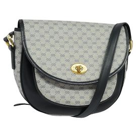 Gucci Borsa a Spalla Micro GG Supreme PVC Navy Gold Auth 135606 D'oro Blu navy