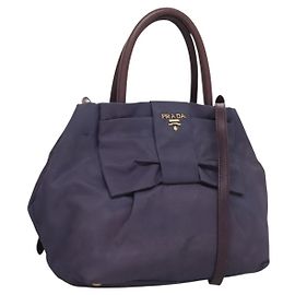 PRADA Sac à main Nylon 2 voies Violet Or Auth 133087 Doré Violet
