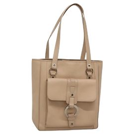 Bulgari Tote Bag aus Leder Beige Silber Auth 133970 Silber Beige