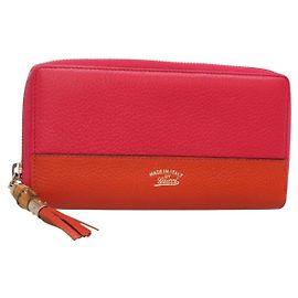 GUCCI Cartera Larga de Cuero Bamboo Rosa Dorado 307984 Auth am8849 Rosa Dorado