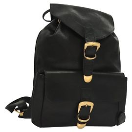 Gianni Versace Backpack Leather Black Gold Auth am8724 Black Golden