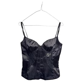 Dolce & Gabbana Black Satin Corset Top Black