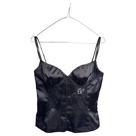 Dolce & Gabbana Schwarzes Satin-Corsett-Top Schwarz