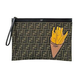 Pochette Fendi Fendilicious FF Flat Large Zucca Marron