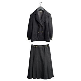 Conjunto de saia e blazer Céline em lã cinza Cinza