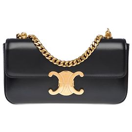 Céline Bolsa CELINE Triomphe em Couro Preto - 102702 Preto