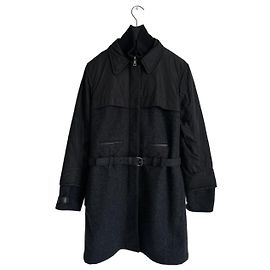 Prada Wool and Nylon Double Piece Coat Black Black