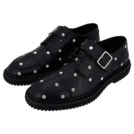 Dior Polka Dot Embroidered Leather Derbies Black Black