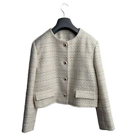 Sandro Zally Tweed Blazer Beige Beige