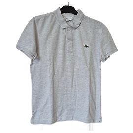Light grey short sleeve polo for men Lacoste size 3 S Grey