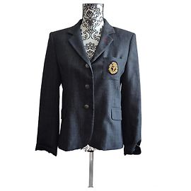 Blazer gris oscuro con parche TARA Jarmon talla 40 estilo uniforme colegial Gris antracita