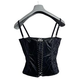 Dolce & Gabbana Black Lace Up Bustier Corset Top Black
