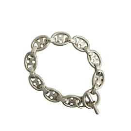 Hermès-Hermes H Logo Charm Bracelet-Silvery