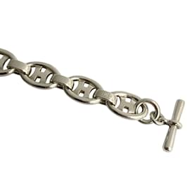 Hermès-Hermes H Logo Charm Bracelet-Silvery