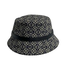 Cappello bucket con logo Anagram Loewe Nero Crudo Blu navy