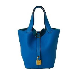 Borsa Hermès Picotin Lock PM in blu Blu