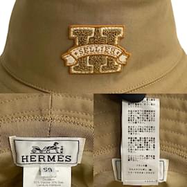 Hermès-Hermès Harper H Series Bob Logo Cotton Bucket Hat-Brown