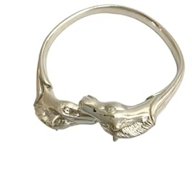Hermès-Hermes Cheval Horse Double Head Bangle-Silvery