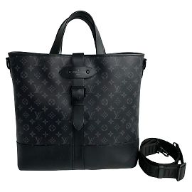 Sac Tote Saumur en cuir Monogram Eclipse Louis Vuitton Noir