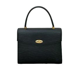 Louis Vuitton Malesherbes Turnlock Epi Leather Handbag Tote Bag Black