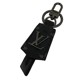 Louis Vuitton Black Leather Keyring Black