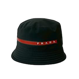 Prada-Prada Logo Cotton Bucket Hat-Black