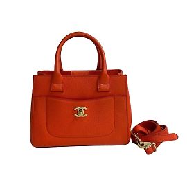Chanel Neo Executive Small Caviar Leather 2-Way Shoulder Handbag Orange
