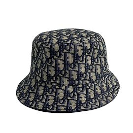 Sombrero bucket con estampado Trotter Christian Dior Negro Crudo Azul marino