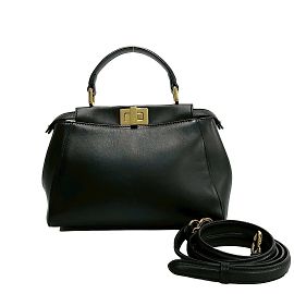 Fendi Peekaboo Mini Leather Handbag Black